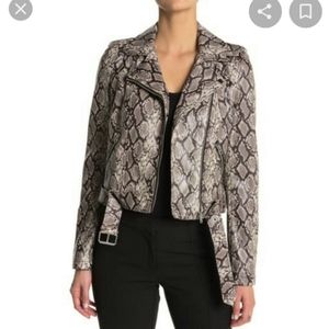 Coffee Shop Python Faux Leather Moto Jacke…